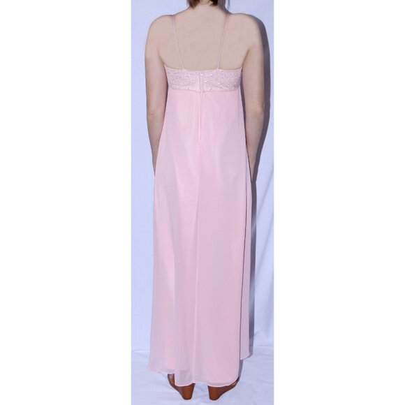 NWOT Poly USA #2488 Chiffon Bridesmaid Dress With Satin Underlay-Size S-Pink - Picture 2 of 4